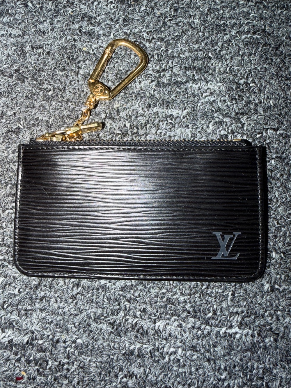 Pre-owned Louis Vuitton Black Epi Leather Zip Card Pouch with Gold Clip